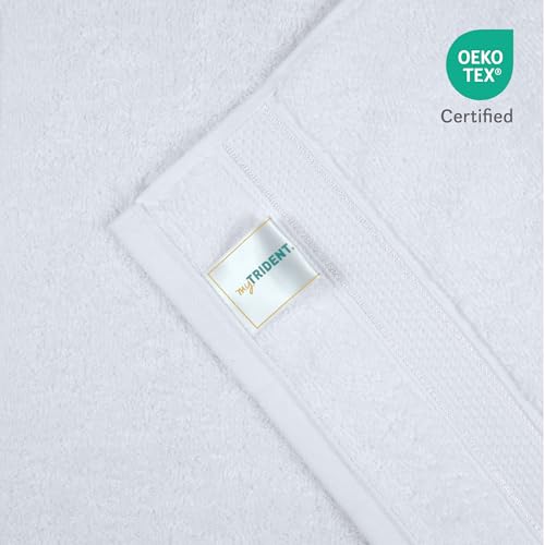 Image of MYTRIDENT Towels for Hand, Indulgence Collection, 100% Cotton Towels for Men /Women, 600 GSM, 2 Pc Hand Towel Set Luxury, 40 cm x 60 cm - Bright White