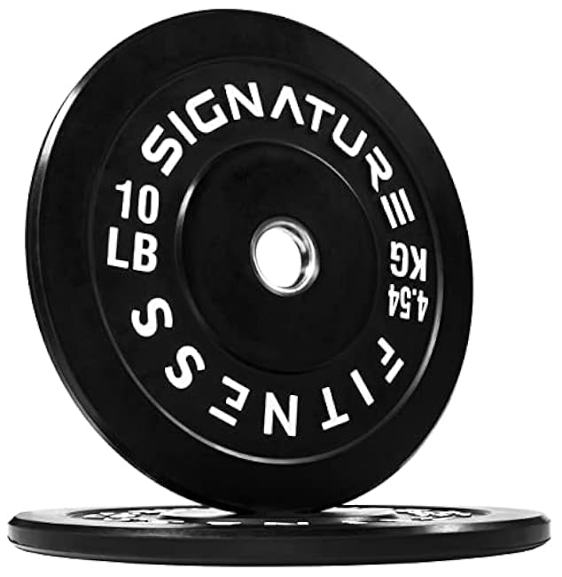 2 Olympic Bumper Plate Weight Plates with Steel Hub, 10LB, Pair, Black, Updated