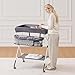 VEVOR Baby Changing Table, Foldable Diaper Change Station with Side Basket, Adjustable Height Changing Table with Lockable Wheels, Multi-Functional Nursery Storage Organizer, Dark Gray