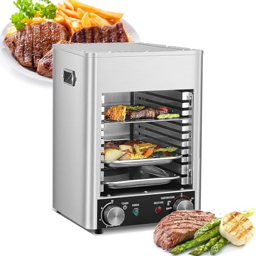 Electric Grill, Smokeless Portable Indoor Countertop Oven with 800℃ Temperature Adjustment & 10min Timer, Ideal for Steak, Chicken, Beef, Pork, and Vegetables