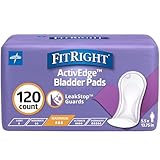 FitRight Incontinence Bladder Control Pads, Maximum Absorbency, 5.5' x 13.75', 10 Count (Pack of 12)