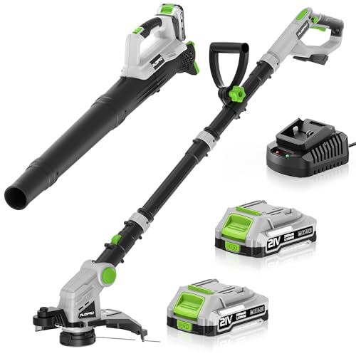 ALDIPRO 2-in-1 Cordless String Trimmer & Leaf Blower, 21V Lightweight Electric Weed Wacker with Auto-Feed Spool, 2 Batteries & Fast Charger – Perfect for Lawn Edging, Patio, Deck, Garden