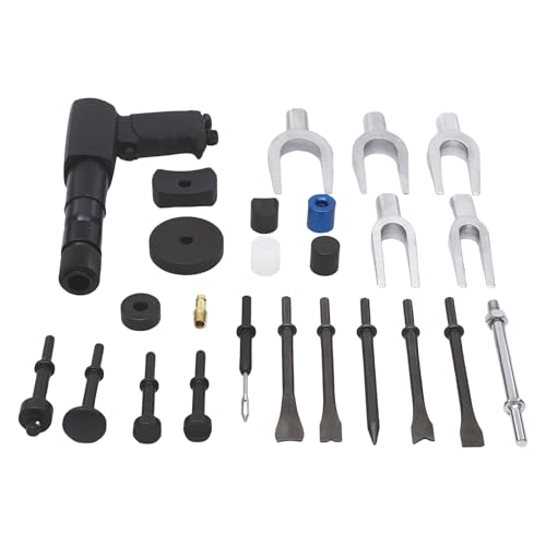 Marteau perforateur pneumatique avec kit de burin - Outil de marteau pneumatique puissant pour travaux de carrosserie, démolition, travail du métal - Design ergonomique avec mallette de transport