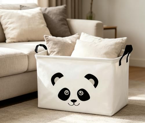 Image of Rectangle Panda Storage Basket, Collapsible Storage Box,Gift Basket,Room Decor(PANDA)