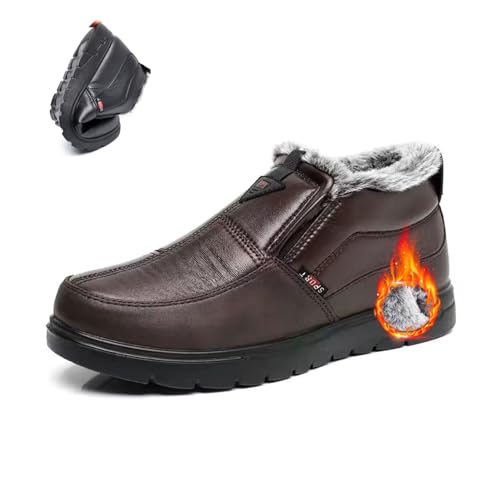 POIOZXD Botas de invierno de cuero para hombre impermeables antideslizantes cálidas zapatos ortopédicos, botas de invierno sin cordones para hombre térmicas cálidas con forro de piel botas de papá POIOZXD Botas de invierno de cuero para hombre impermeables antideslizantes cálidas zapatos ortopédicos, botas de invierno sin cordones para hombre térmicas cálidas con forro de piel botas de papá