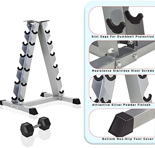 FK Sports Silver Dumbbell Rack Heavy Duty Steel Dumbell Racks 6 Tier, With 240 Kg Load Bearing Capacity Hex Weight Stand, Dumbbell Tree for Home Gym Dumbbells Storage Fitness Equipment