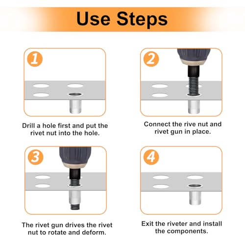 Nietmuttern M6 & M8 Gewindenieten Blindnietmuttern Nietmutter Edelstahl 80 Stück Runde Flachkopf Gewinde Rivet Nutsert Einnietmuttern Senkkopf Hülsenmutter Verwendet für Metallplatten