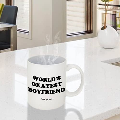 Funny Guy Mugs World's Okayest Boyfriend Ceramic Coffee Mug 11Oz - Funny Coffee Mug For Women And Men - Novelty Coffee Cup With Sayings #TOP2
