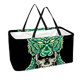 Panier Réutilisable Teschio Animale Lupo Portable Pliant Pique-Nique Sacs D'épicerie Panier À Linge Shopping Sac Fourre-Tout