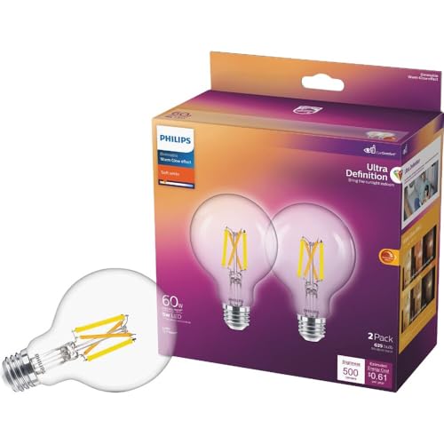 Philips G25 E26 (Medium) LED Bulb Soft White 60 Watt Equivalence 2 pk by PHILIPS - Used condition - US$22.49