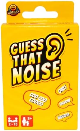 Worgan Games Guess That Noise: Funny Sound Impressions Party Game for Family & Friends - Travel Size - 2-15 Players - Ages 8+