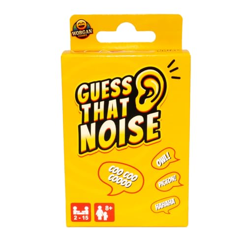 Worgan Games Guess That Noise: Funny Sound Impressions Party Game for Family & Friends - Travel Size - 2-15 Players - Ages 8+