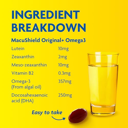Macushield Original+ Omega 3-30 Day Pack, Eye Supplement With Lutein, Meso-Zeaxanthin And Zeaxanthin, And Vitamin B2 Which Helps Support Normal Vision - 5