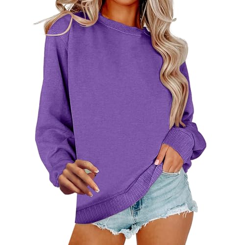 Image of Women Crew Neck Sweatshirts Fall Casual Oversized Sweat Shirts Long Sleeve Cute Preppy Sweatshirt Comfort Pullover