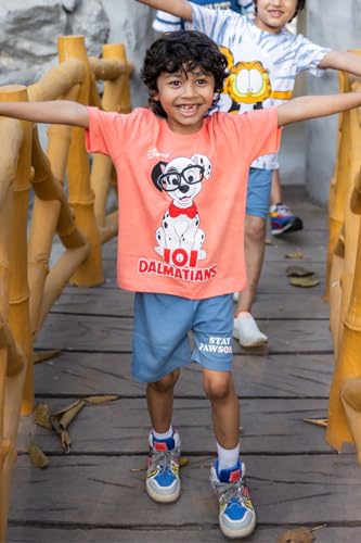 Image of Nap Chief Kids Disney 101 Dalmatians Printed Cotton Co-ord Set | Printed T-Shirt & Shorts for Boys & Girls