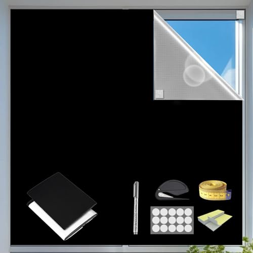 FAEFTY Cortinas 100 % opacas para dormitorio, 118 x 57 pulgadas, persianas opacas portátiles, cubierta de ventana opaca, persianas opacas temporales de viaje con cinta de velcro para ventanas,