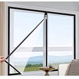DJCYGG Zanzariera per Finestracon Cerniera,Rete Anti-Insetti con Nastro Adesivo,Protezione Adesiva contro le Zanzare,Schermo Autoadesivo Senza Fori,Lavabile e Riutilizz (105cm x 130cm)