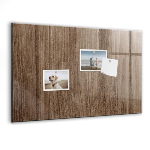 Tableau blanc magnétique en verre 60x40cm bois foncé avec aimants néodyme