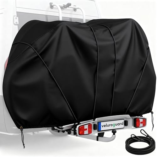 Veluroguard® Fahrradabdeckung wasserdicht, reißfest & robust I Fahrrad Abdeckplane inkl. Tasche - Transportschutz für 2 Räder I Fahrradabdeckung Heckträger - Ideal für E-Bike, Rennrad & Mehr