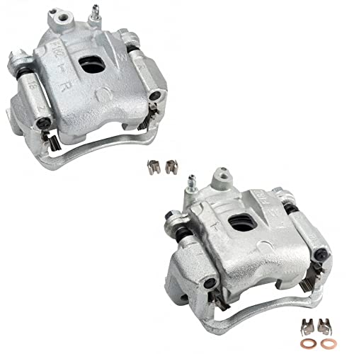 Image of TRQ Front Brake Caliper Set Zinc Coated Brackets Hardware Compatible with 1995-2004 Toyota Tacoma
