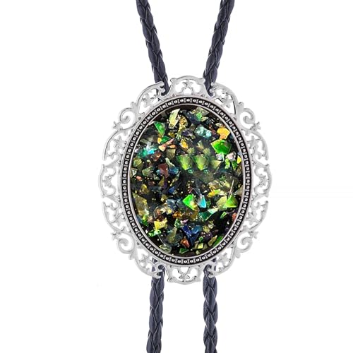 Image of Jeilwiy Bolo Tie for Men Real Stone Westwern Cowboy Ties Silver Bolos Women Leather Necktie Gift for Birthday Christmas