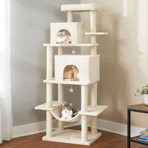 Árbol para Gatos 70 Pulgadas con Rascadores y Hamaca Beige miniatura 2