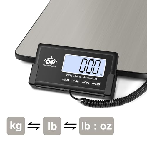 qp shipping scale 440 lb035 oz high accuracy digital postal scale postage scale holdtare function auto off lcd display lightweight scale for packagesluggagepet battery amp ac adapter included