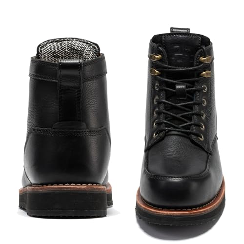 ROCKROOSTER Edgewood Moc Toe Work Boots for Men, 6" Steel Toe Wedge Non-Slip Rubber Outsole Safety Boot, Brown Leather Roofer Asphalt Boots, Comfort, Anti-Fatigue, ASTM F2413-18 EH, SAP6104