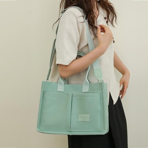 Image of Cherry Tote Bag for Women Canvas Patched Purse Cute Shoulder Bag Multi-Pocket Satchel Handbag for work travel