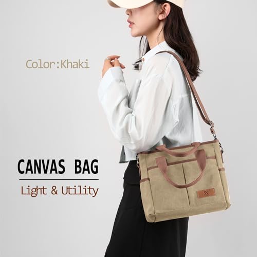 Image of Crossbody Bags for Women Trendy Small Canvas Hobo Tote Top-handle Handbag Multi-pocket Casual Going Out Purse Satchel
