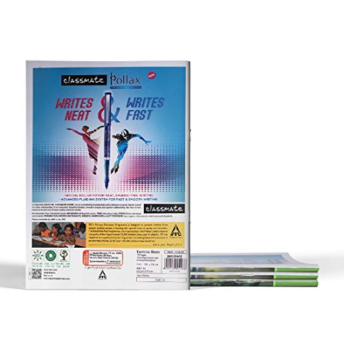 Image of Classmate Octane Neon- 25 Blue Gel Pens Notebook - Single Line, 72 Pages-Pack Of 4