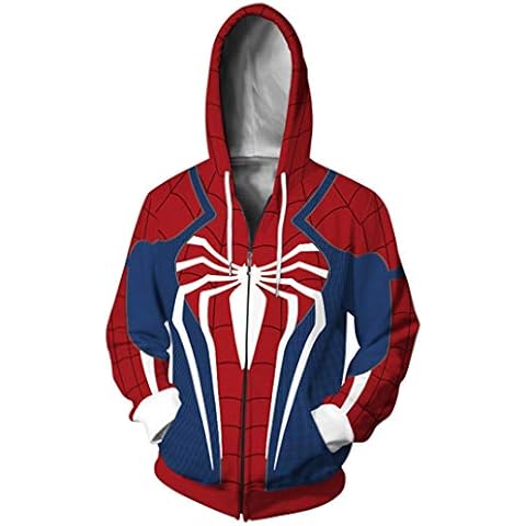 Silver Basic Mens Zipped Pullover Hoodie Long Sleeve 3D Printed Cool Graphic Sweatshirts,01Red&Blue-2 Cover
