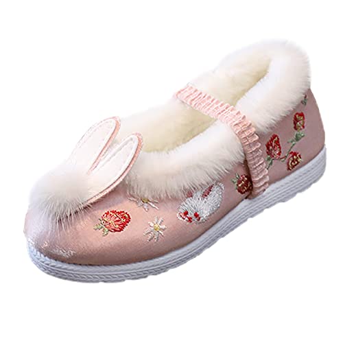 Girls Snow Boots Cloth Shoes for Toddler Gilrs Rubber Sole Warm Shoes Winter Snow Boots Embroidery Print Warm Shoes