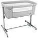 ib style® Aluna 2 in 1 Babybett | Beistellbett | ! Inkl. Matratze / Moskitonetz / Transporttasche ! | Höhenverstellbar | Mit Wiegefunktion | Grau