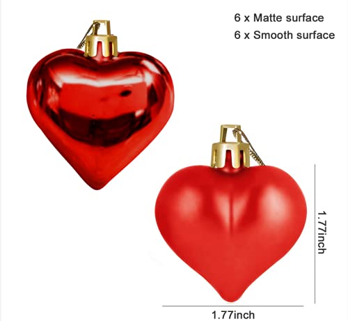 Parthan 12Pcs Christmas Tree Love Pendant Balls - 4.5Cm Heart Shape Hanging Valentine's Day Ornaments For Wedding Halloween Party Decoration (12Pcs Red Color Balls) #TOP1