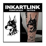 INKARTLINK Tattoo Tech, 2 Sheets Medium Semi Permanent Tattoo, Adult Art Design Temporary Tattoos, Lasts 1-2 Weeks, Waterproof, Realistic Look, No Adhesive, No Reflection (Dog Head Design)