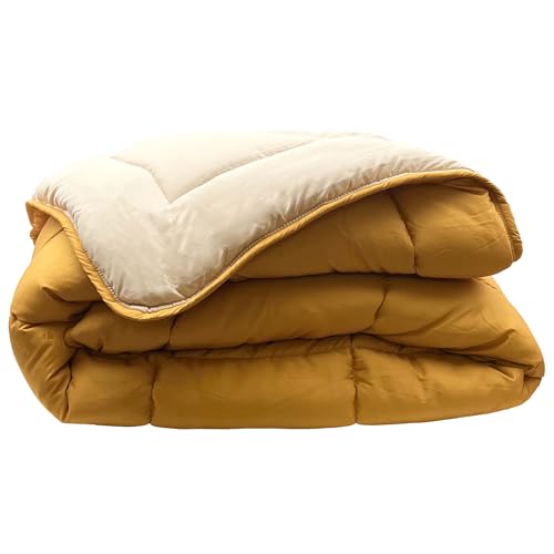 Linnea Couette été 240x220 cm Cocoon Bicolore Jaune Miel/Galet garnissage Fibre Polyester 200 g/m2