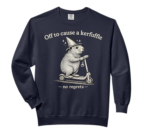 Off to Cause A Kerfuffle Funny Capybara Scooter Chaos Mode Comfort Colors Adult Sweatshirt