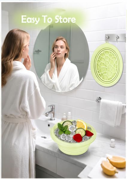 Image of Ice Facial Bowl | Facial Cold Plunge | Collapsible Bowl For Face Ice Bath with Built-In Icetray | Facial Ice Therapy for Acne Relief and Pore Shrinking, Cold Therapy for Home, Travel & Parties (LIME GREEN)