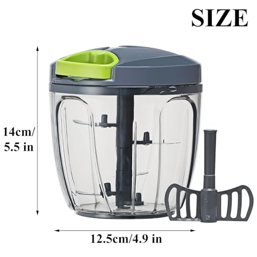 Manual-Food-Processor-Vegetable-Chopper-Small-Hand-Pull-String-Garlic-Onion-Cutter-for-Veggies-Ginger-Fruits-Nuts-Herbs-etc-BPA-Free-Food-Safe-Material-900ml-Gray