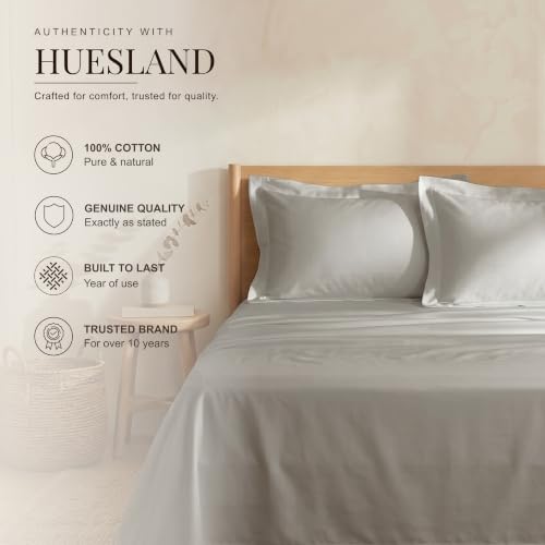 Image of Huesland Premium 100% Cotton Luxe Soft Touch 300 Thead Count Pillow Cover Set of 2 - Glacier Grey