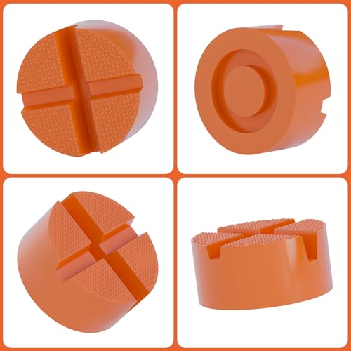 Image of Mapleza Round Floor Jack Rubber Pad | 2PCS anti-slip X-groove jack pads, guard car pinch weld frames, universal for car & trailer jacks, 3.9x3.9x1.8in
