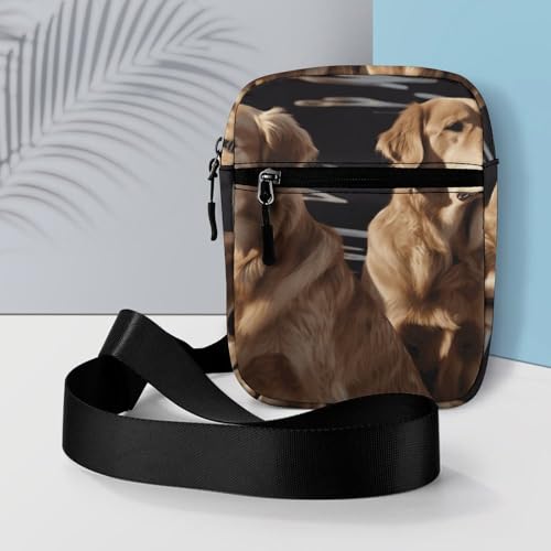 Personalized Small Crossbody Bag Water Resistant Messenger Bags Mini Golden Retrievers Printing SlingBag For Men Women 6