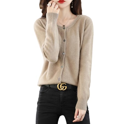 Women's Crewneck 100% Mink Sweater 2025Autumn Winter New Long Sleeve Knitted Cardigan Wool Sweater