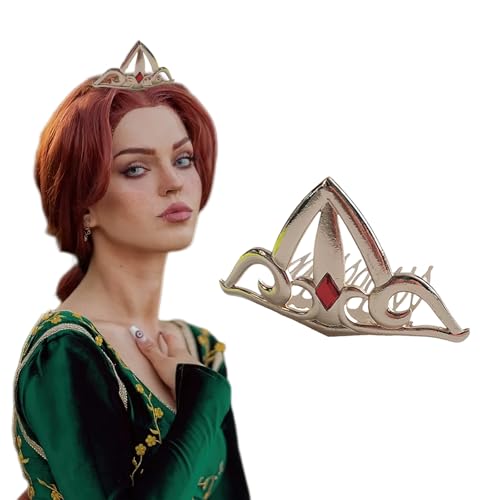 Bufeti Princess Crown and Ogre Green Ears Hair Clips Headpiece for Women Girls Halloween Party Dressing Up Cosplay Costume (1 Gold Crown Medium)