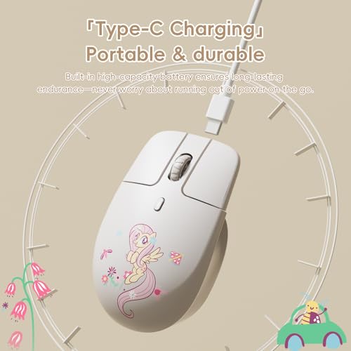 Image of My Little Pony Silent Wireless Mouse -M03 Innovative Floating Button Design, Quiet Clicks, 3 Adjustable DPI (800 /1600 /3200), Dual-Mode (2.4GHz /Bluetooth), Ergonomic for Mac /Windows (Cream)