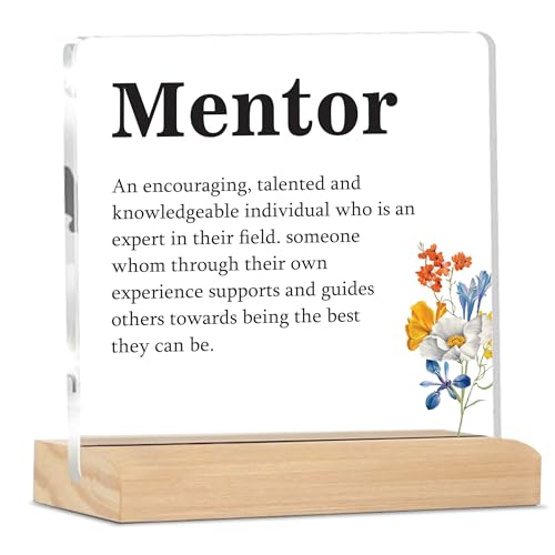 Image of Giftplease Mentor Plaque with Wooden Stand Personalized Gift for Mentor, Coach, Teacher, Appreciation Keepsake, Clear Desk Decor, Inspirational Thank You Gift, Office Table Display MP 70
