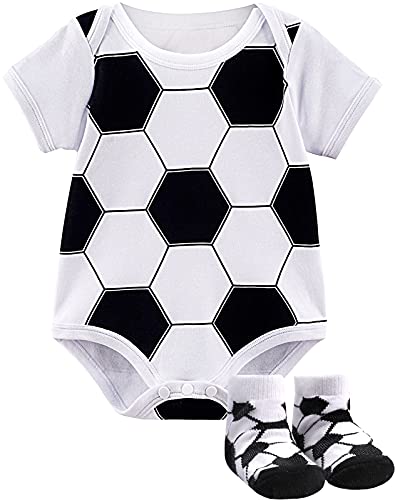 COSLAND Baby Boys' Cotton Sport Casual Bodysuit, Infant Short Sleeves Pattern Outfits, 0-18 Months