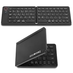 Aolso Foldable Bluetooth Keyboard, Pocket Size Portable Mini BT Wireless Keyboard with Number Pad, Mini Wireless Keyboard for Windows iOS Android Tablet- Black