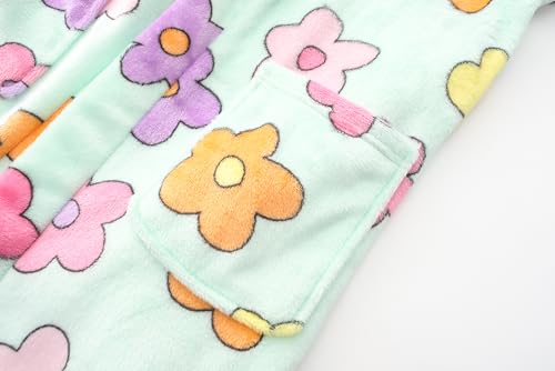 Image of Girls Soft Fleece Robes Plush Hooded Bathrobes Sleepwear for Kids 2-16 Years